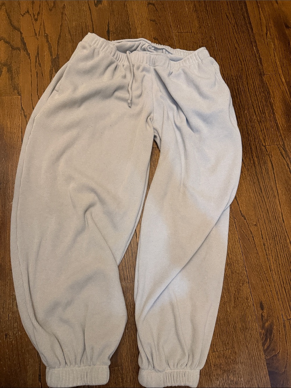 Kids Light Gray Cozy Waffle Jogger Bottoms